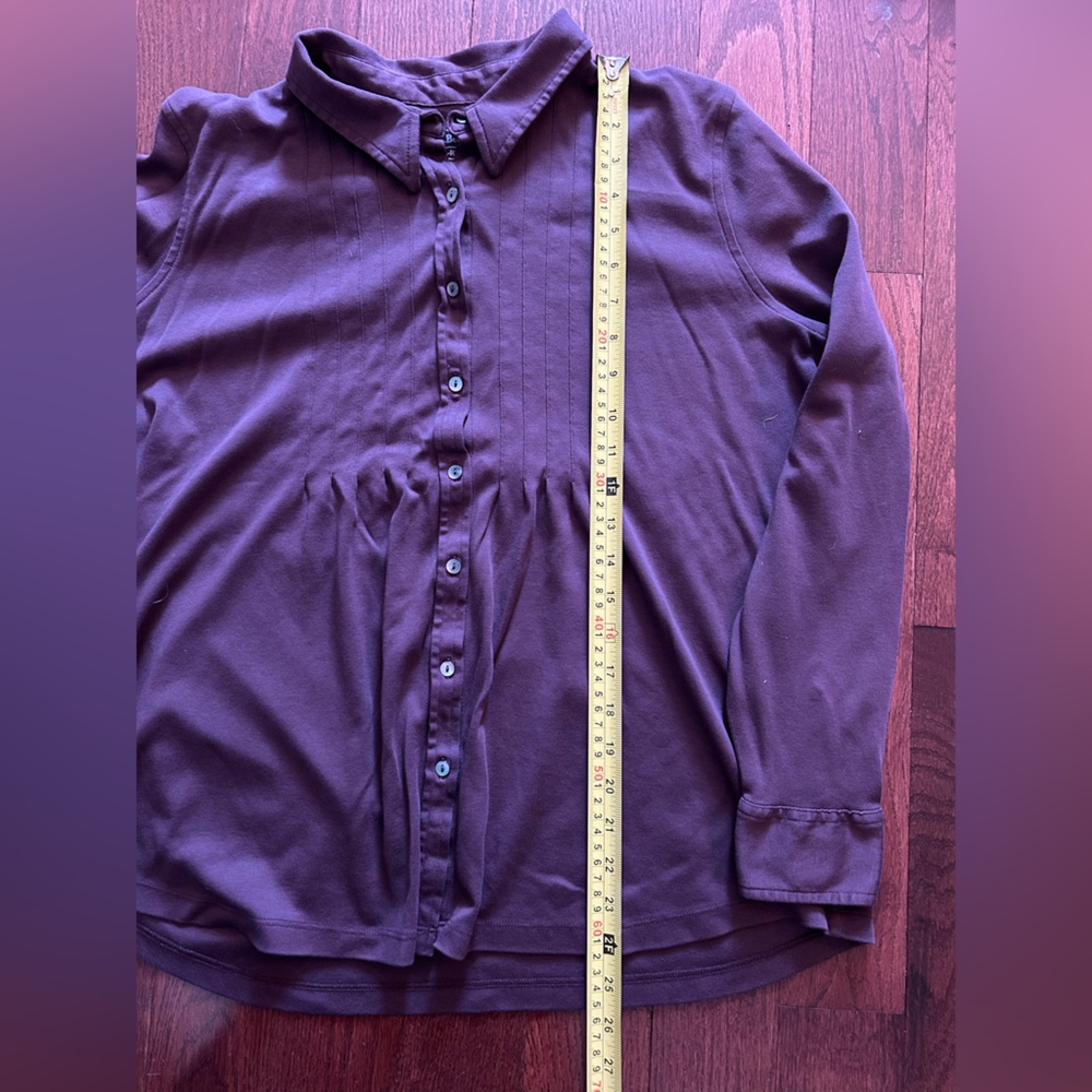 LL BEAN Woman's LS Maroon Button Up Large Shirt - Picture 5 of 6